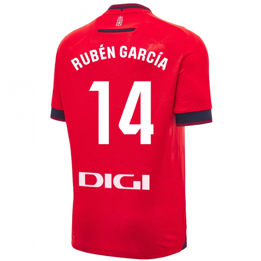 Enfant Football Maillot Rubén García #14 Rouge Blanc Tenues Domicile 2024/25