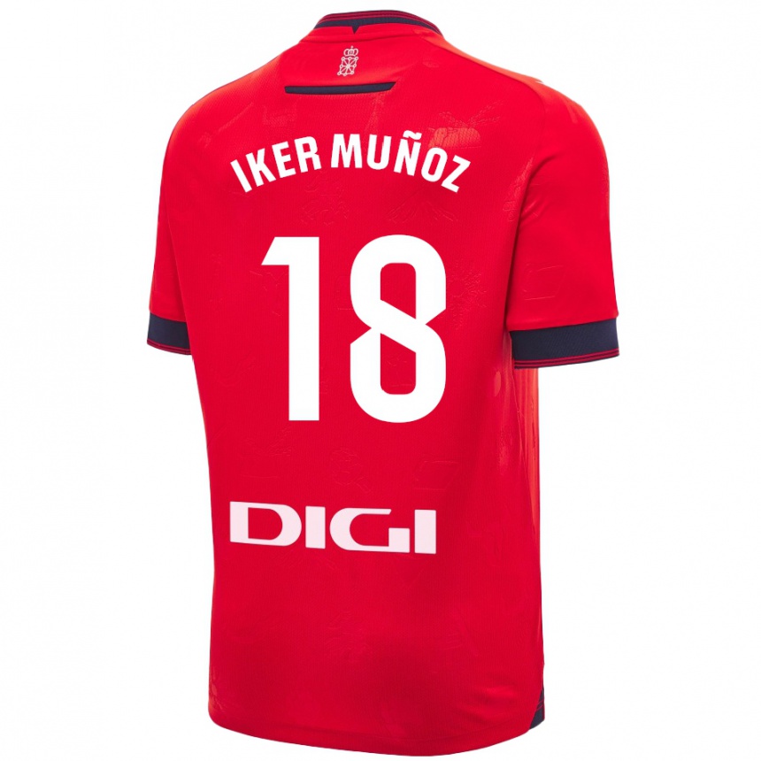 Enfant Football Maillot Iker Muñoz #18 Rouge Blanc Tenues Domicile 2024/25