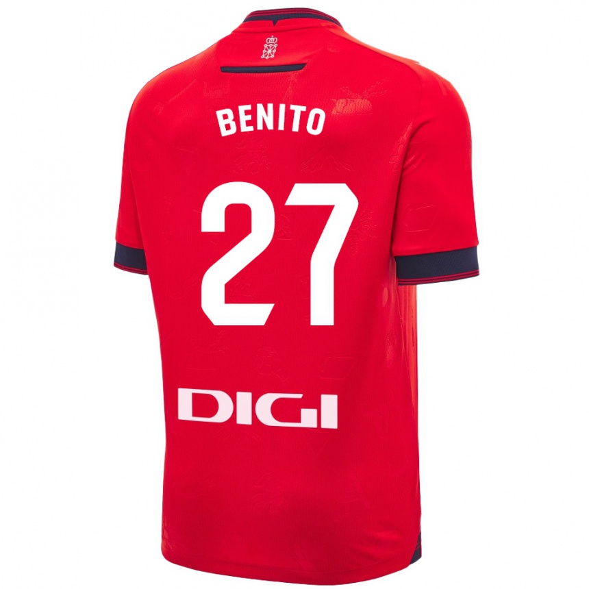 Enfant Football Maillot Iker Benito #27 Rouge Blanc Tenues Domicile 2024/25