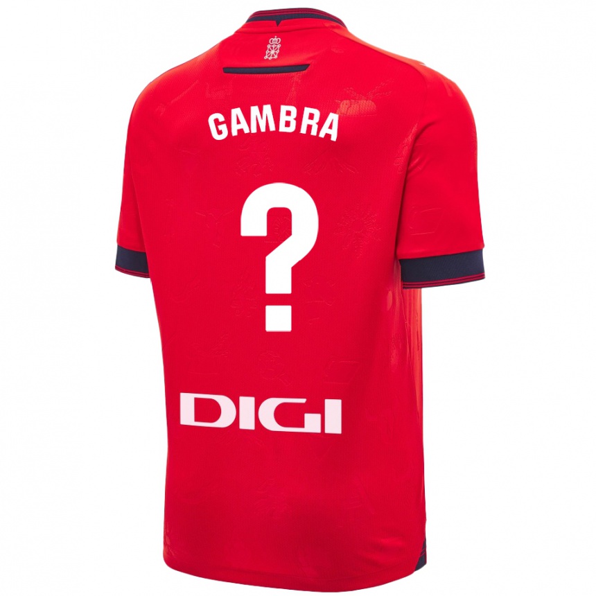 Enfant Football Maillot Javi Gambra #0 Rouge Blanc Tenues Domicile 2024/25