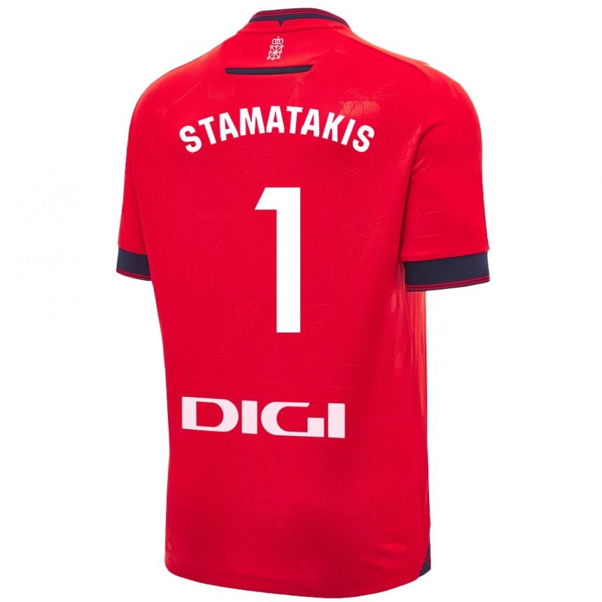 Enfant Football Maillot Dimitrios Stamatakis #1 Rouge Blanc Tenues Domicile 2024/25