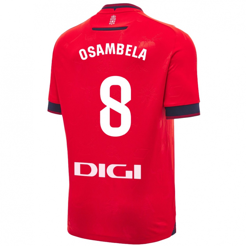 Enfant Football Maillot Asier Osambela #8 Rouge Blanc Tenues Domicile 2024/25