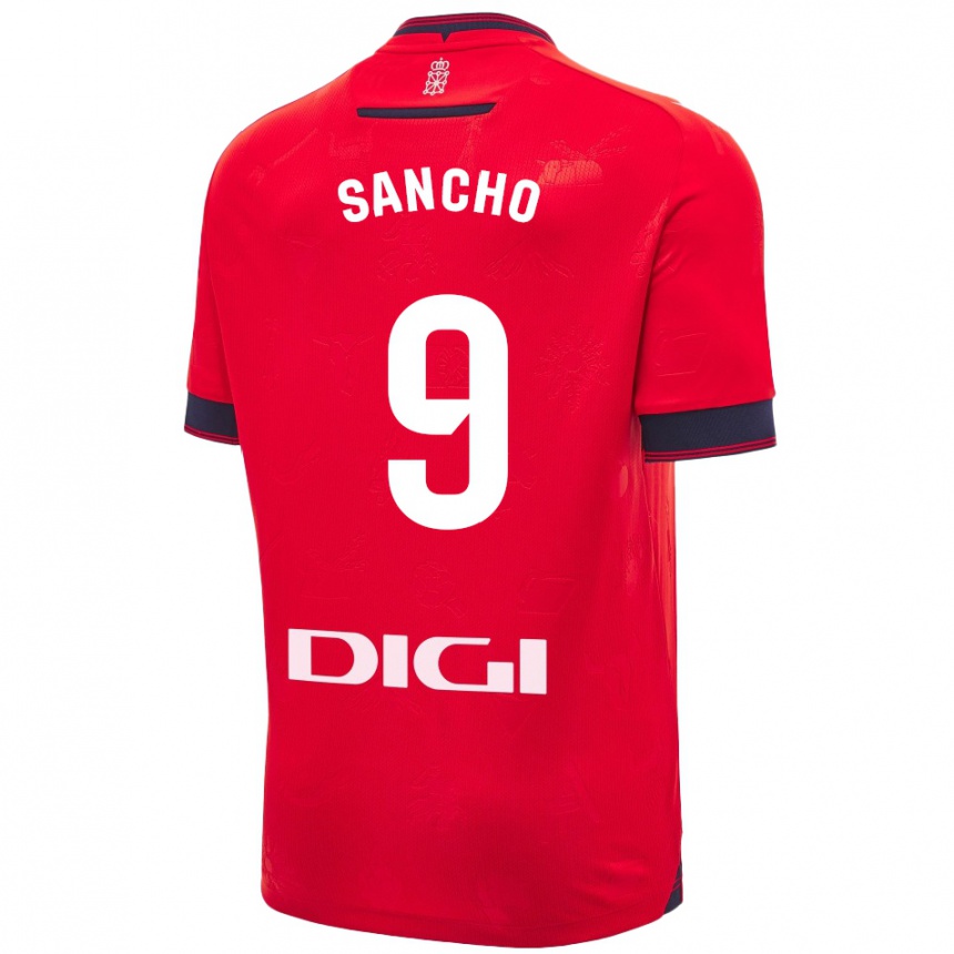 Enfant Football Maillot Dani Sancho #9 Rouge Blanc Tenues Domicile 2024/25