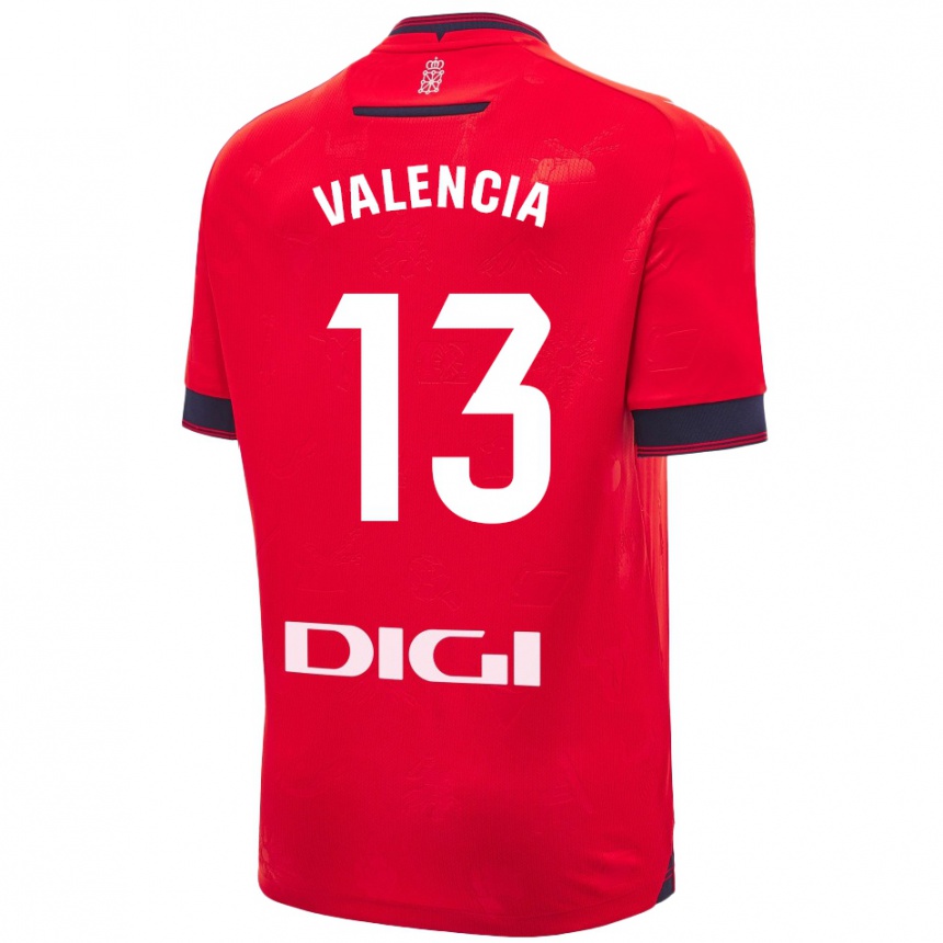 Enfant Football Maillot Pablo Valencia #13 Rouge Blanc Tenues Domicile 2024/25