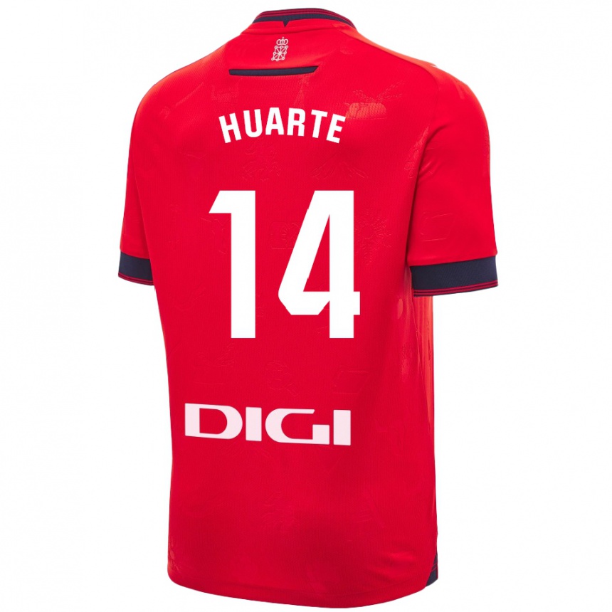 Enfant Football Maillot Xabi Huarte #14 Rouge Blanc Tenues Domicile 2024/25