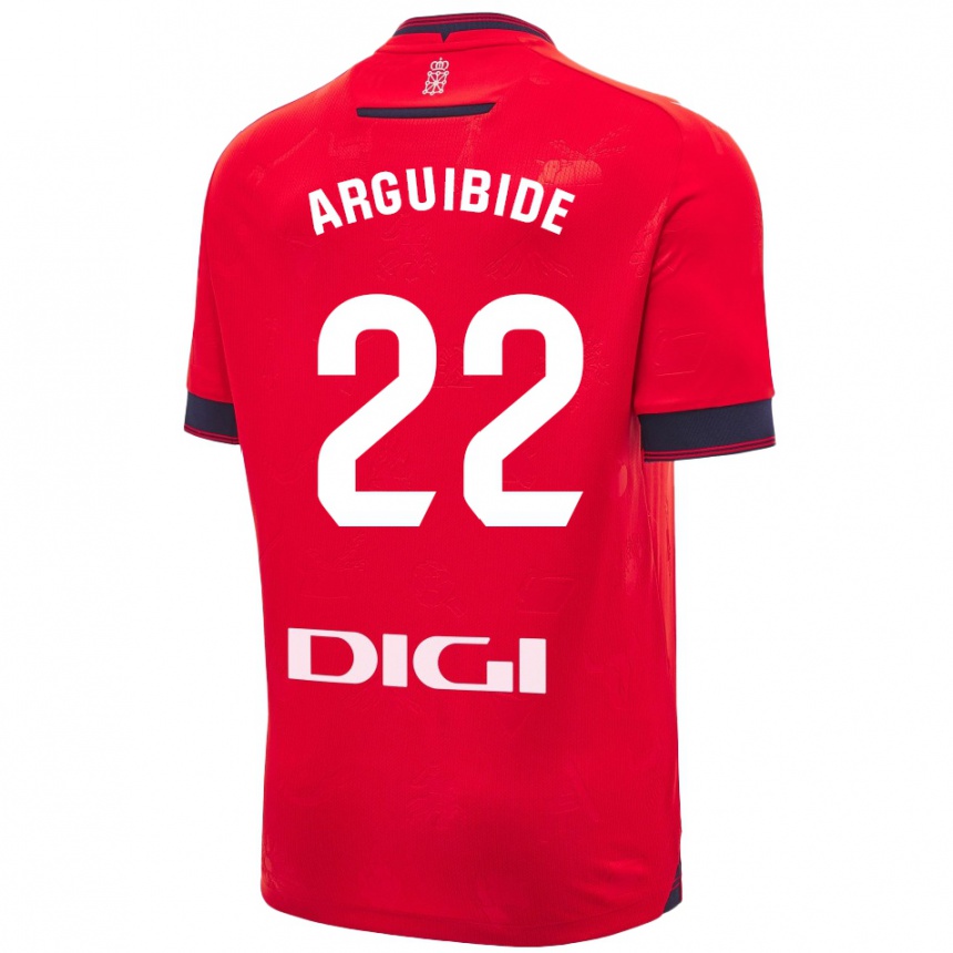 Enfant Football Maillot Iñigo Arguibide #22 Rouge Blanc Tenues Domicile 2024/25