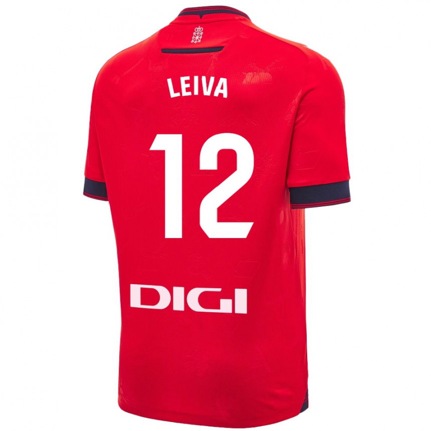 Enfant Football Maillot Álvaro Leiva #12 Rouge Blanc Tenues Domicile 2024/25