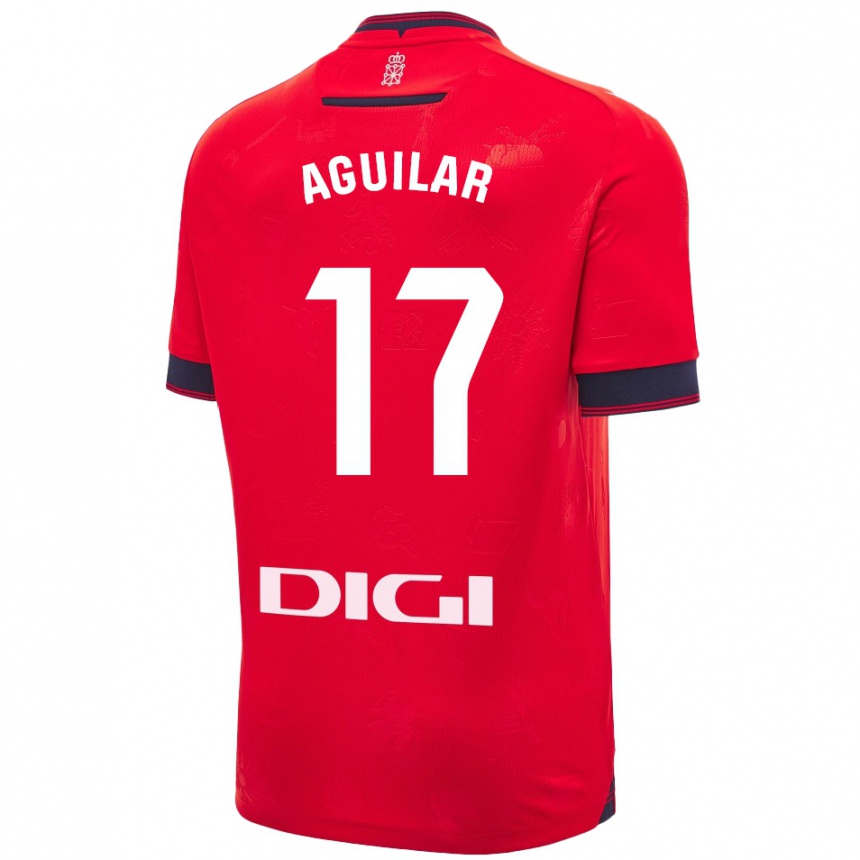 Enfant Football Maillot Eneko Aguilar #17 Rouge Blanc Tenues Domicile 2024/25