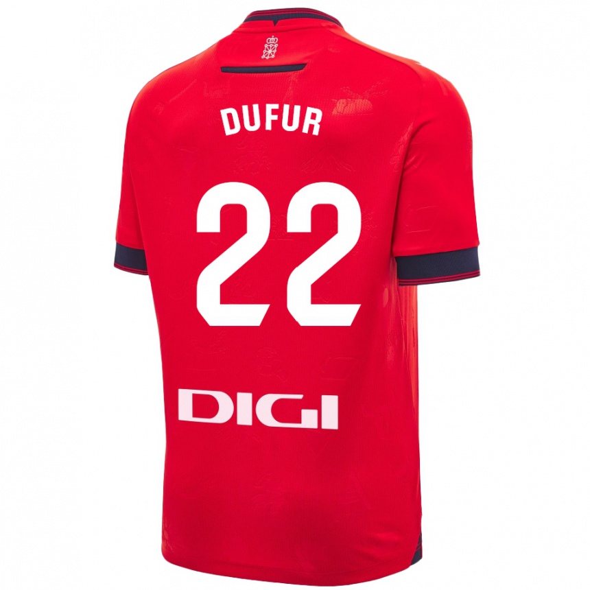 Enfant Football Maillot Ander Dufur #22 Rouge Blanc Tenues Domicile 2024/25