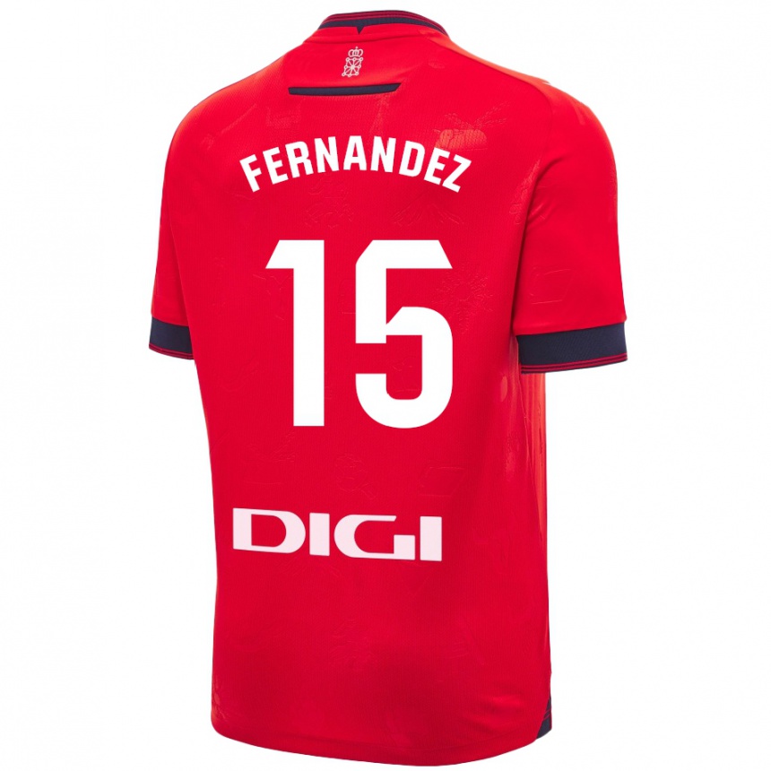 Enfant Football Maillot Leyre Fernández Sánchez #15 Rouge Blanc Tenues Domicile 2024/25