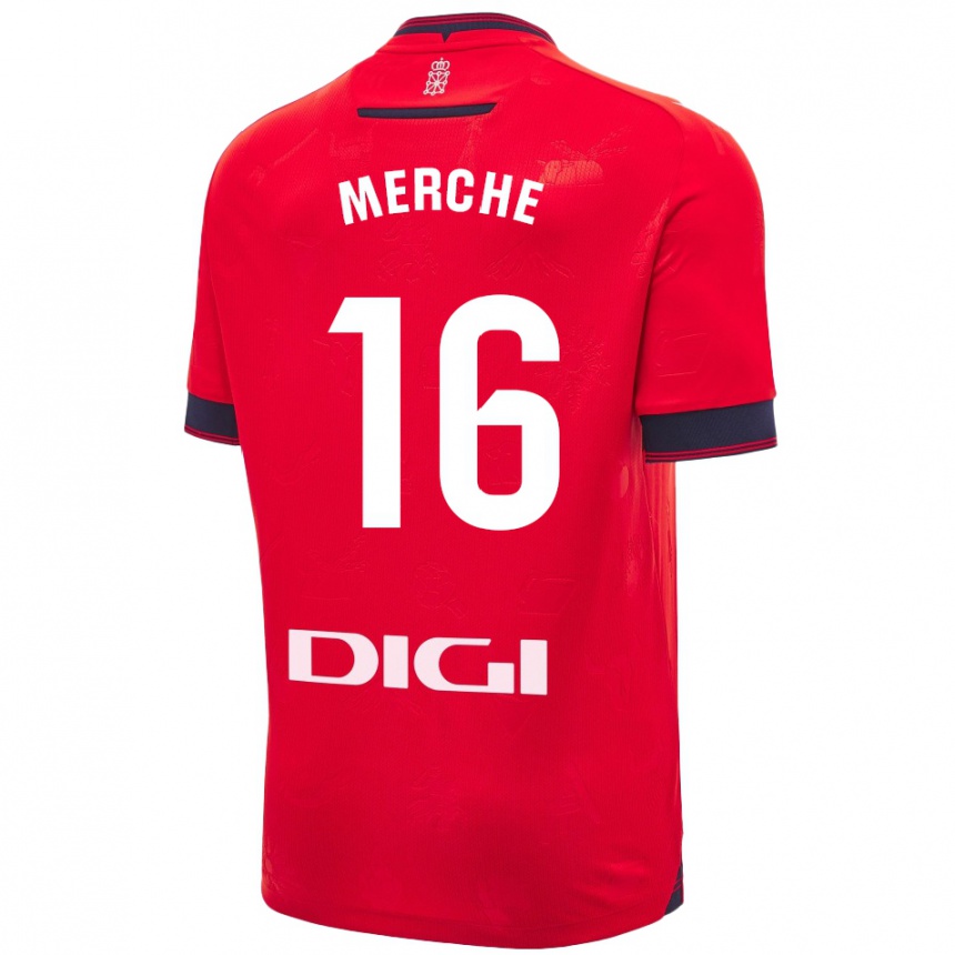 Enfant Football Maillot Merche Izal García #16 Rouge Blanc Tenues Domicile 2024/25