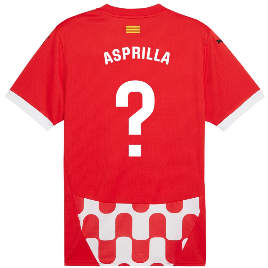 Enfant Football Maillot Yáser Asprilla #0 Rouge Blanc Tenues Domicile 2024/25