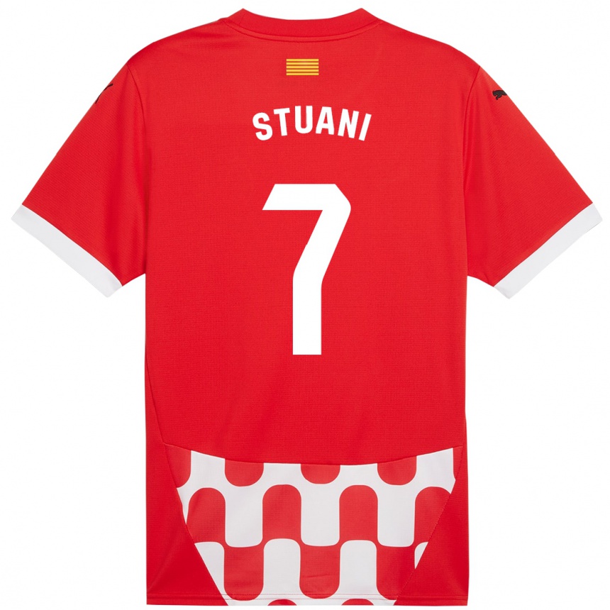 Enfant Football Maillot Cristhian Stuani #7 Rouge Blanc Tenues Domicile 2024/25