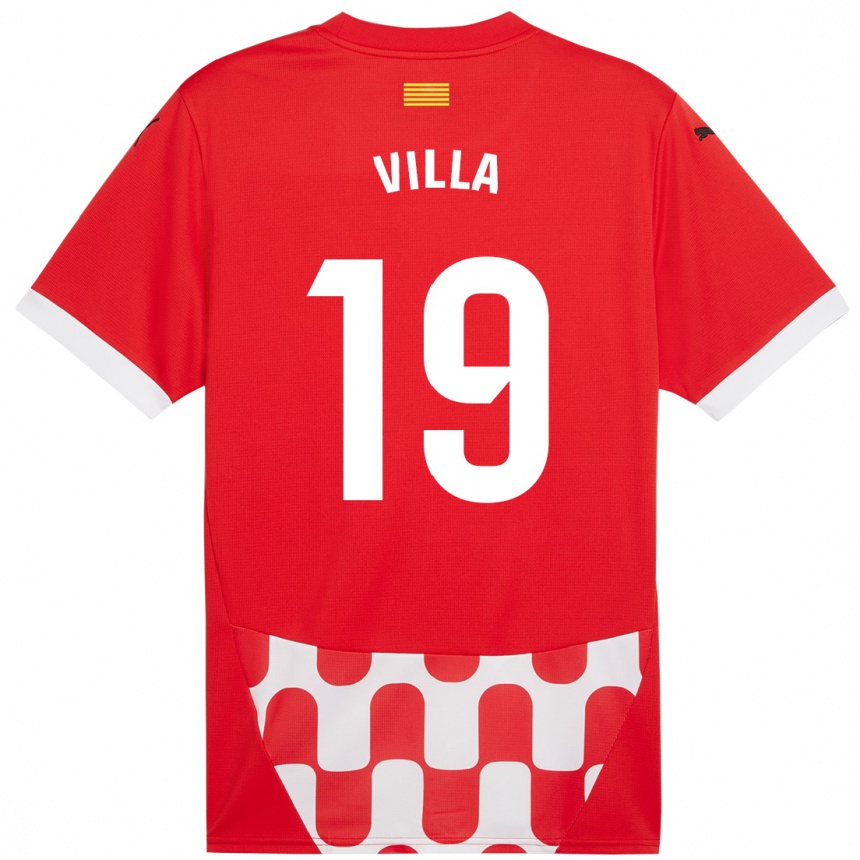 Enfant Football Maillot Toni Villa #19 Rouge Blanc Tenues Domicile 2024/25