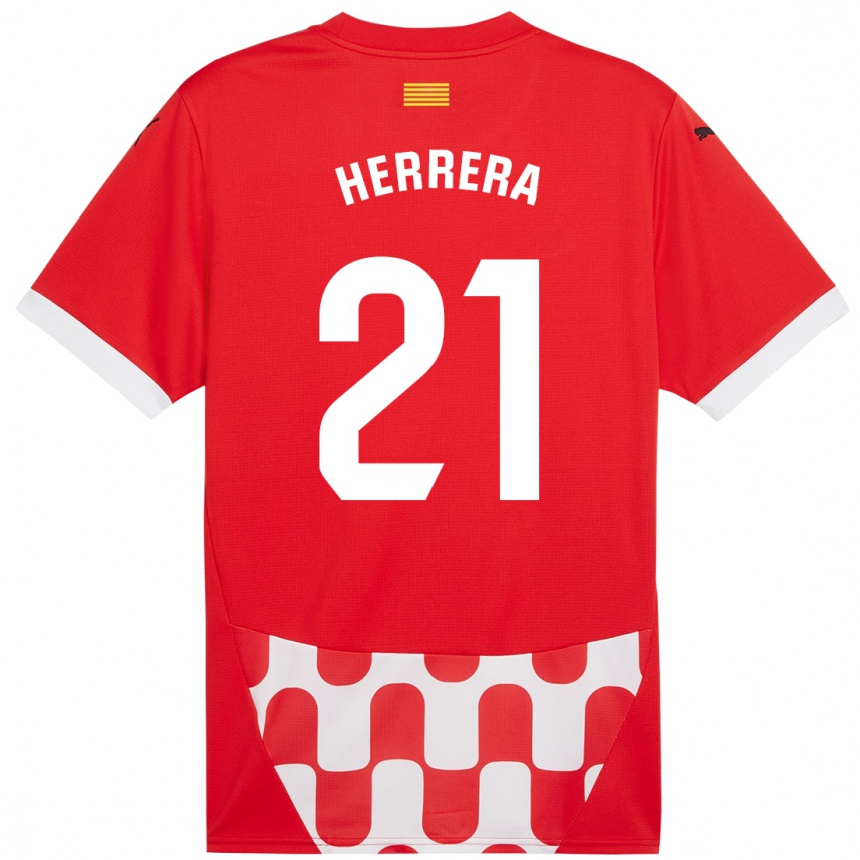 Enfant Football Maillot Yangel Herrera #21 Rouge Blanc Tenues Domicile 2024/25