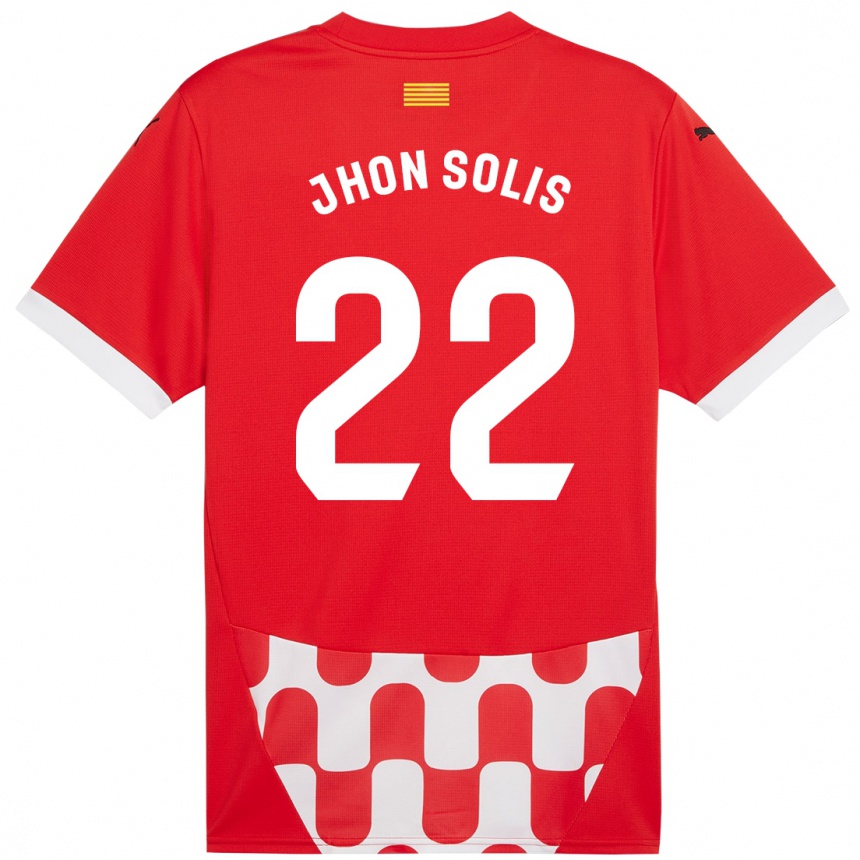 Enfant Football Maillot Jhon Solís #22 Rouge Blanc Tenues Domicile 2024/25