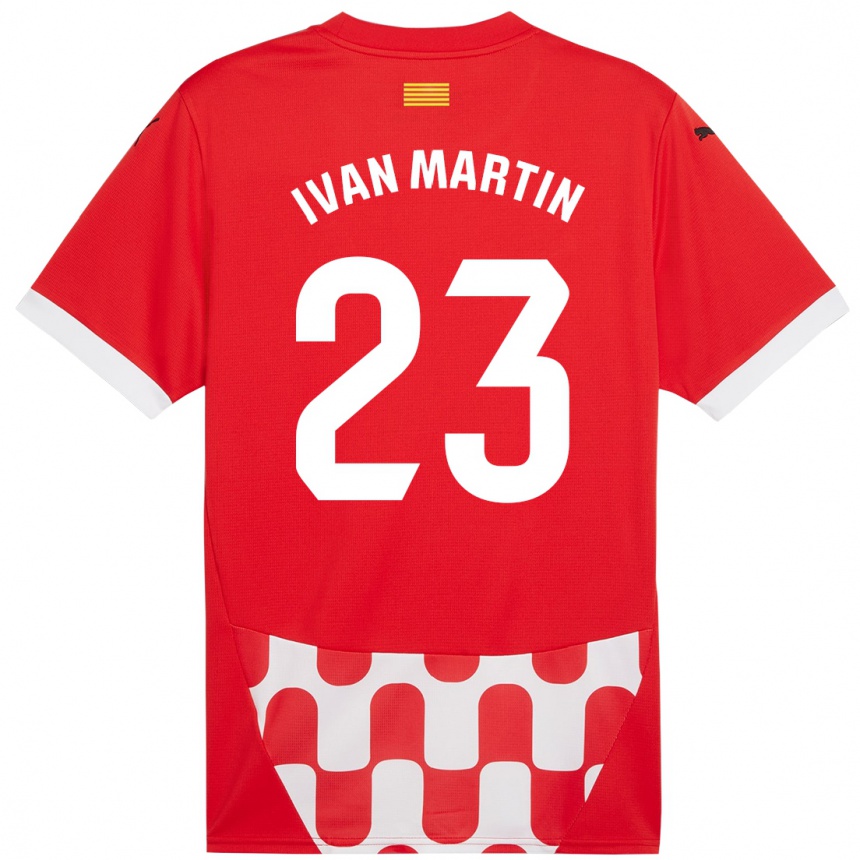 Enfant Football Maillot Iván Martín #23 Rouge Blanc Tenues Domicile 2024/25