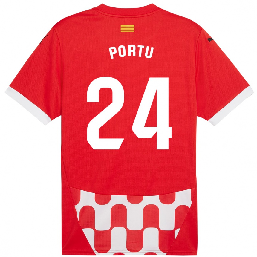 Enfant Football Maillot Portu #24 Rouge Blanc Tenues Domicile 2024/25