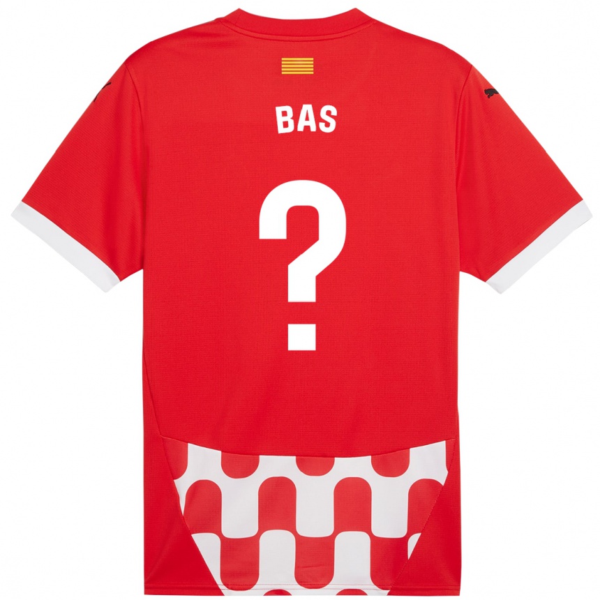 Enfant Football Maillot Jordi Bas #0 Rouge Blanc Tenues Domicile 2024/25