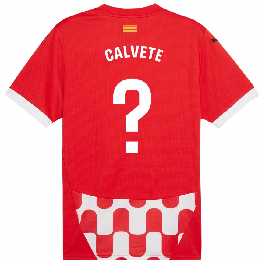 Enfant Football Maillot Pablo Calvete #0 Rouge Blanc Tenues Domicile 2024/25