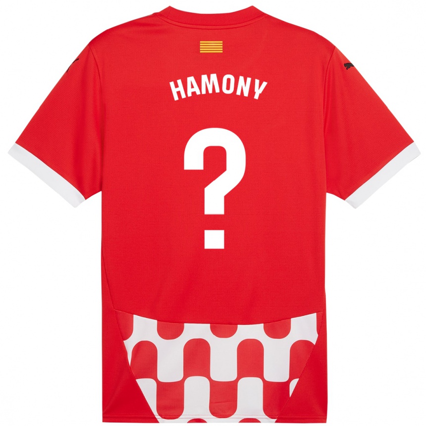 Enfant Football Maillot Mohammed Hamony #0 Rouge Blanc Tenues Domicile 2024/25