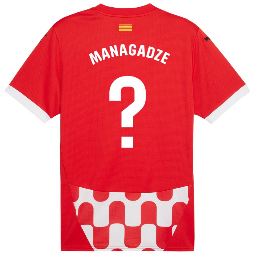 Enfant Football Maillot Luka Managadze #0 Rouge Blanc Tenues Domicile 2024/25