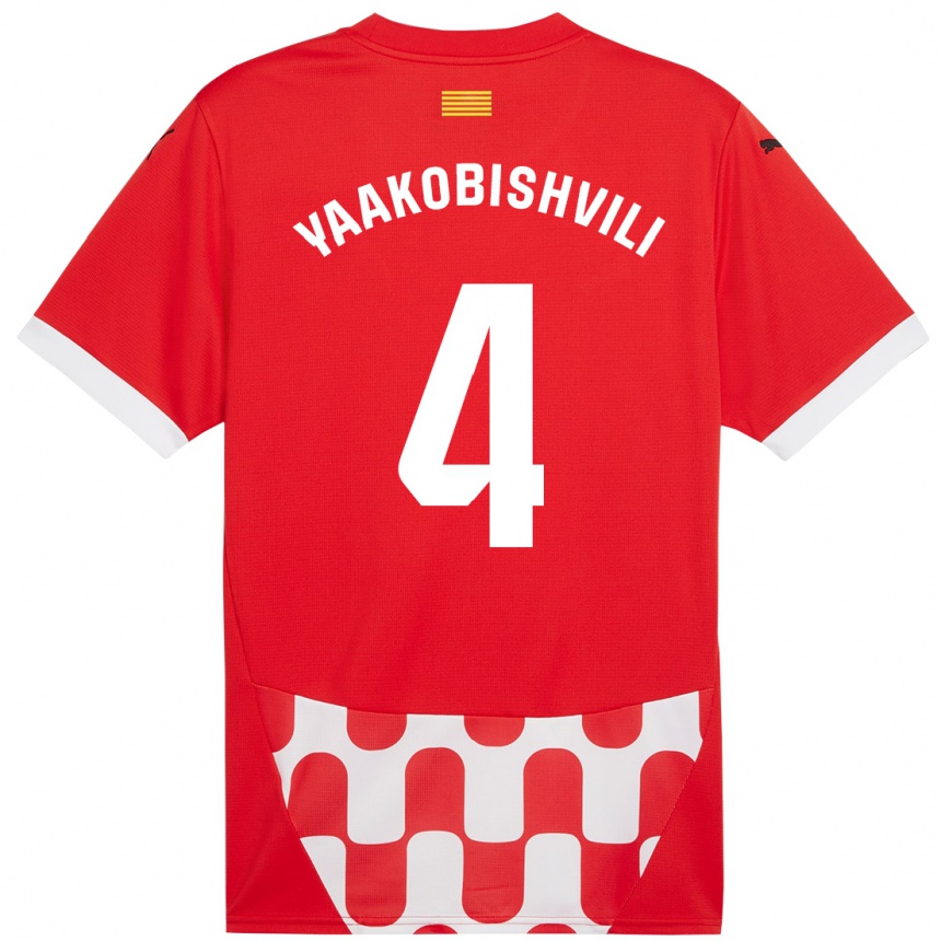 Enfant Football Maillot Antal Yaakobishvili #4 Rouge Blanc Tenues Domicile 2024/25