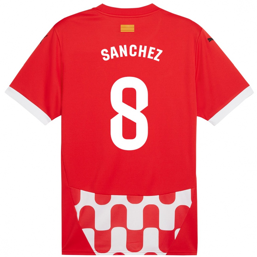 Enfant Football Maillot Miguel Ángel Sánchez #8 Rouge Blanc Tenues Domicile 2024/25