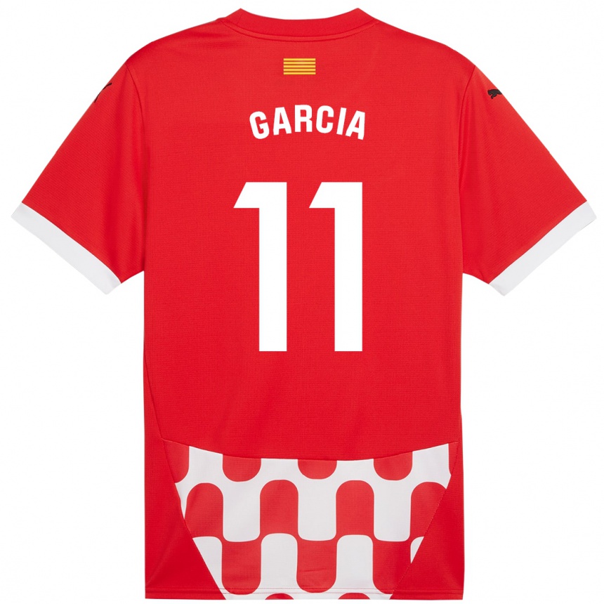 Enfant Football Maillot Jastin García #11 Rouge Blanc Tenues Domicile 2024/25