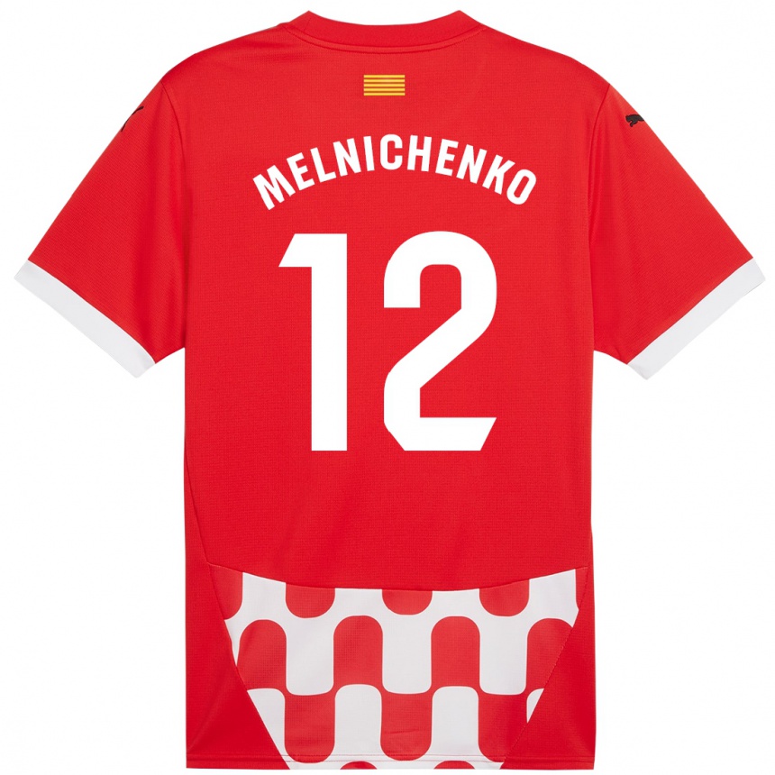 Enfant Football Maillot Dmytro Melnichenko #12 Rouge Blanc Tenues Domicile 2024/25