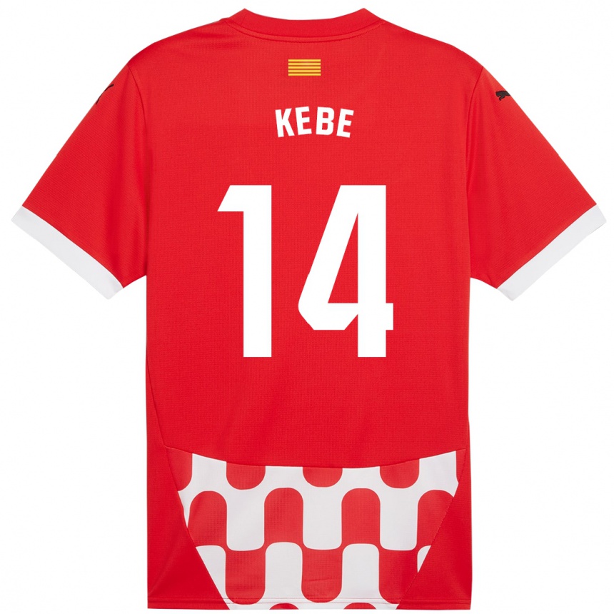 Enfant Football Maillot Moussa Kébé #14 Rouge Blanc Tenues Domicile 2024/25