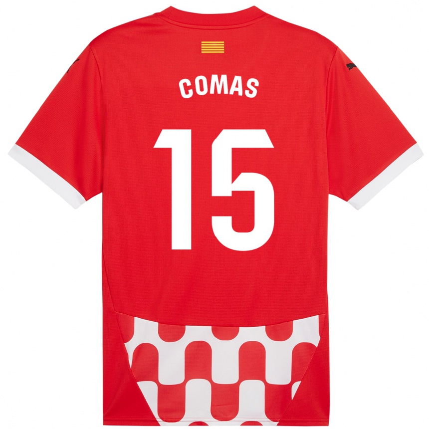 Enfant Football Maillot Oriol Comas #15 Rouge Blanc Tenues Domicile 2024/25