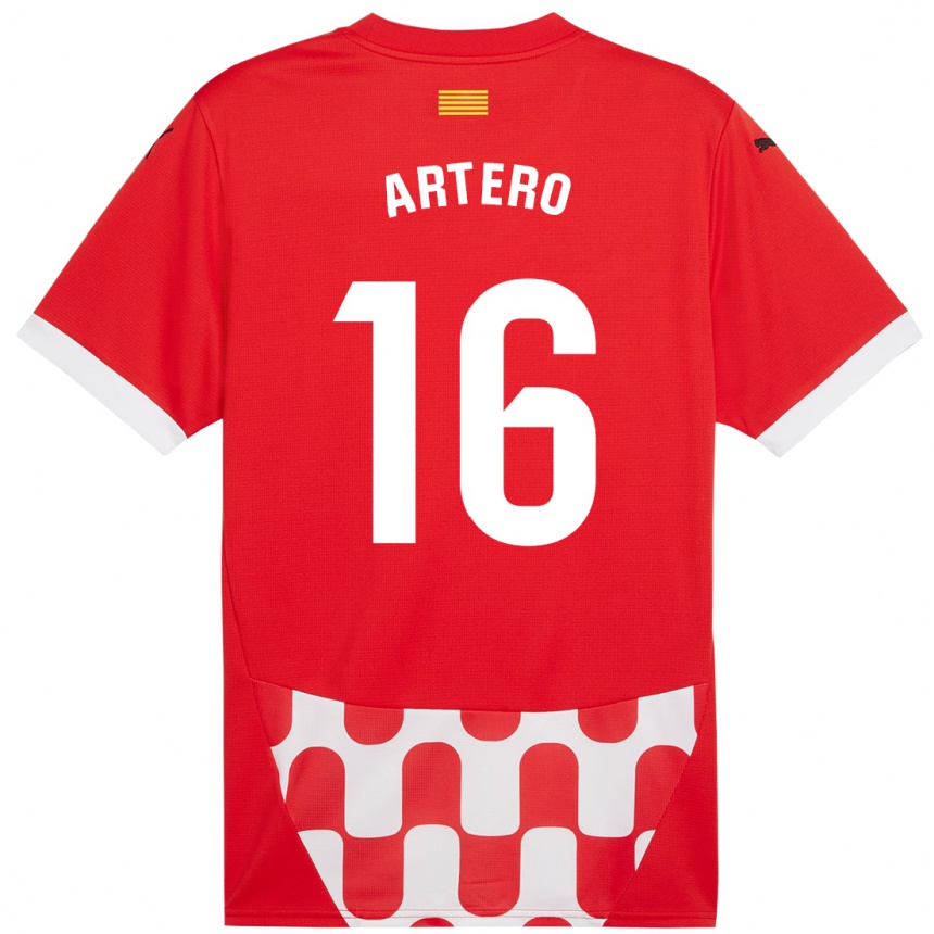 Enfant Football Maillot Ricard Artero #16 Rouge Blanc Tenues Domicile 2024/25