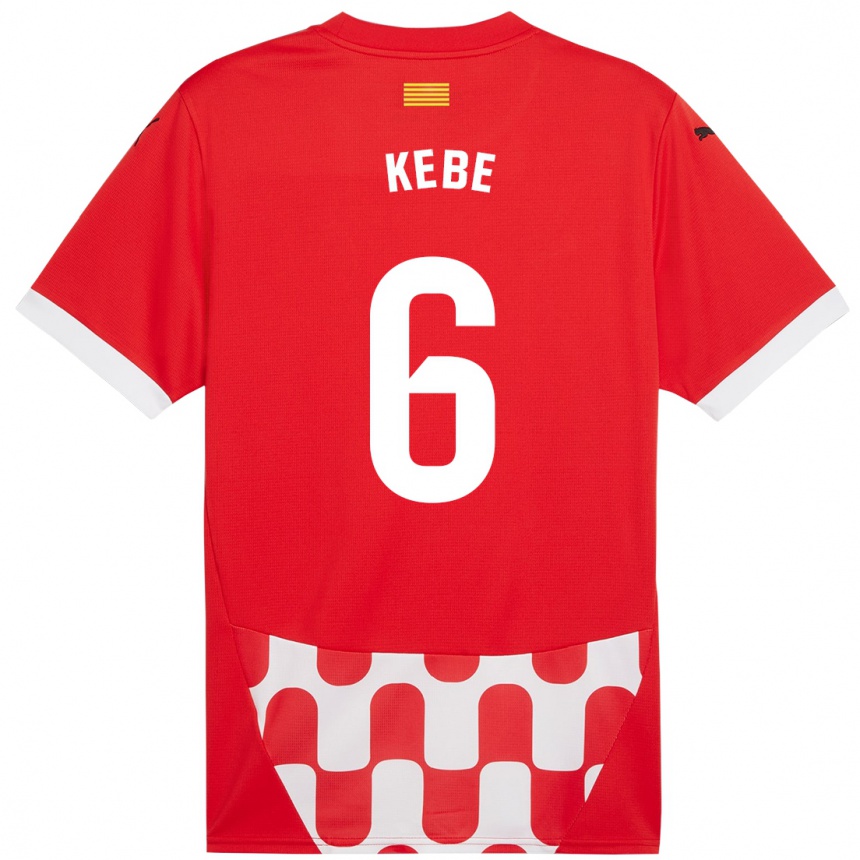 Enfant Football Maillot Ibrahima Kébé #6 Rouge Blanc Tenues Domicile 2024/25