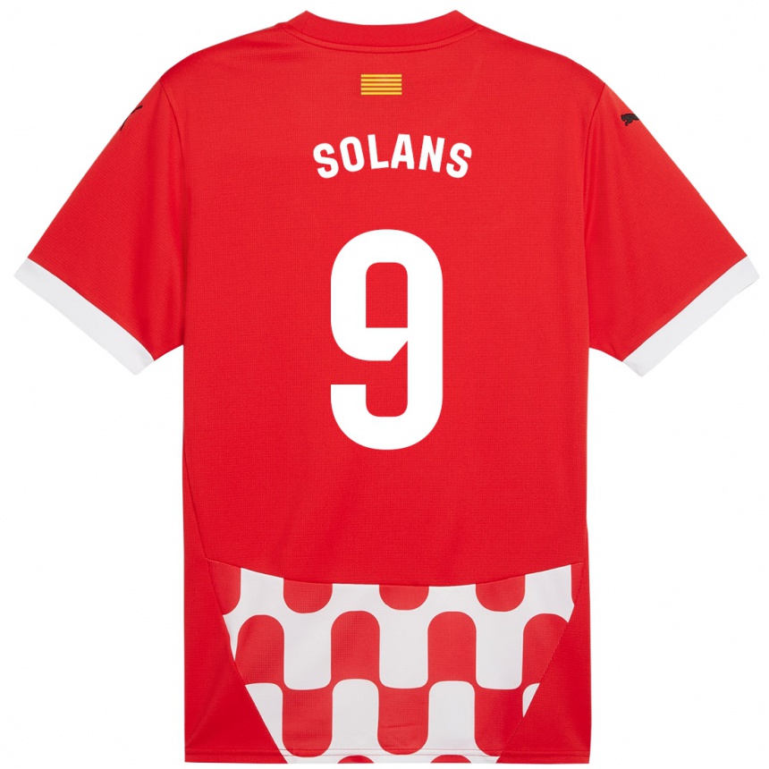 Enfant Football Maillot Sergi Solans #9 Rouge Blanc Tenues Domicile 2024/25