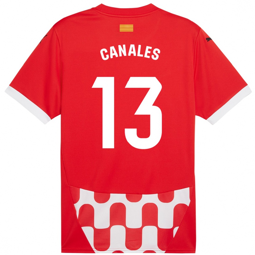 Enfant Football Maillot Juanvi Canales #13 Rouge Blanc Tenues Domicile 2024/25