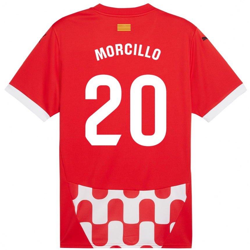 Enfant Football Maillot Luis Morcillo #20 Rouge Blanc Tenues Domicile 2024/25