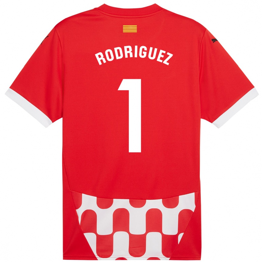 Enfant Football Maillot Maria Rodríguez #1 Rouge Blanc Tenues Domicile 2024/25