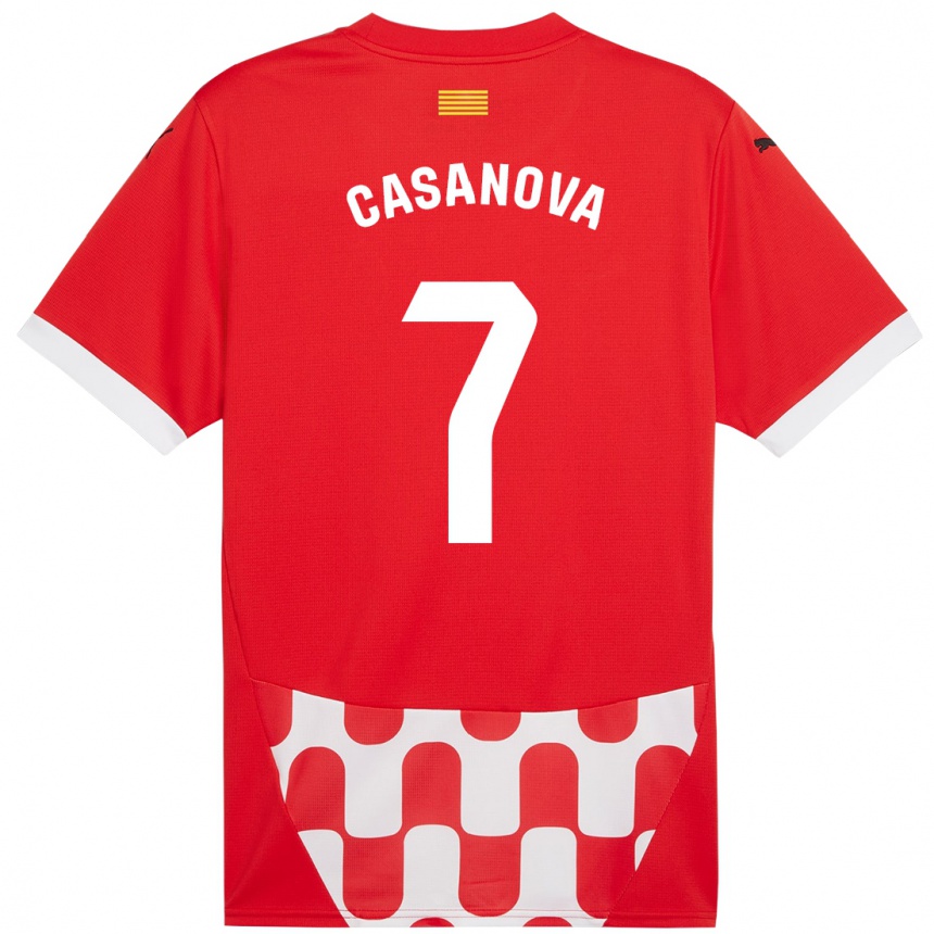 Enfant Football Maillot Àstrid Casanova #7 Rouge Blanc Tenues Domicile 2024/25