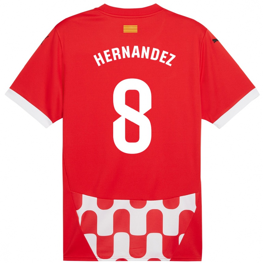 Enfant Football Maillot Sofia Hernández #8 Rouge Blanc Tenues Domicile 2024/25