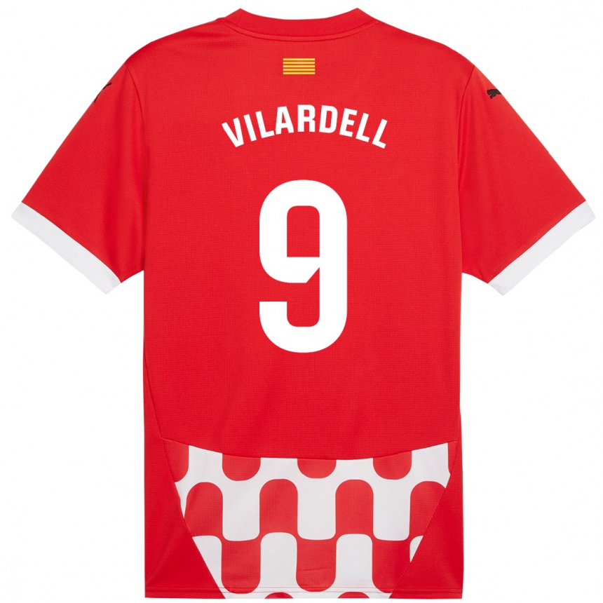 Enfant Football Maillot Júlia Vilardell #9 Rouge Blanc Tenues Domicile 2024/25