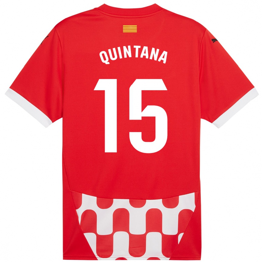 Enfant Football Maillot Amru Quintana #15 Rouge Blanc Tenues Domicile 2024/25