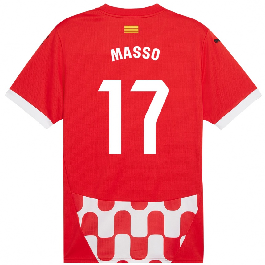 Enfant Football Maillot Ainoa Massó #17 Rouge Blanc Tenues Domicile 2024/25