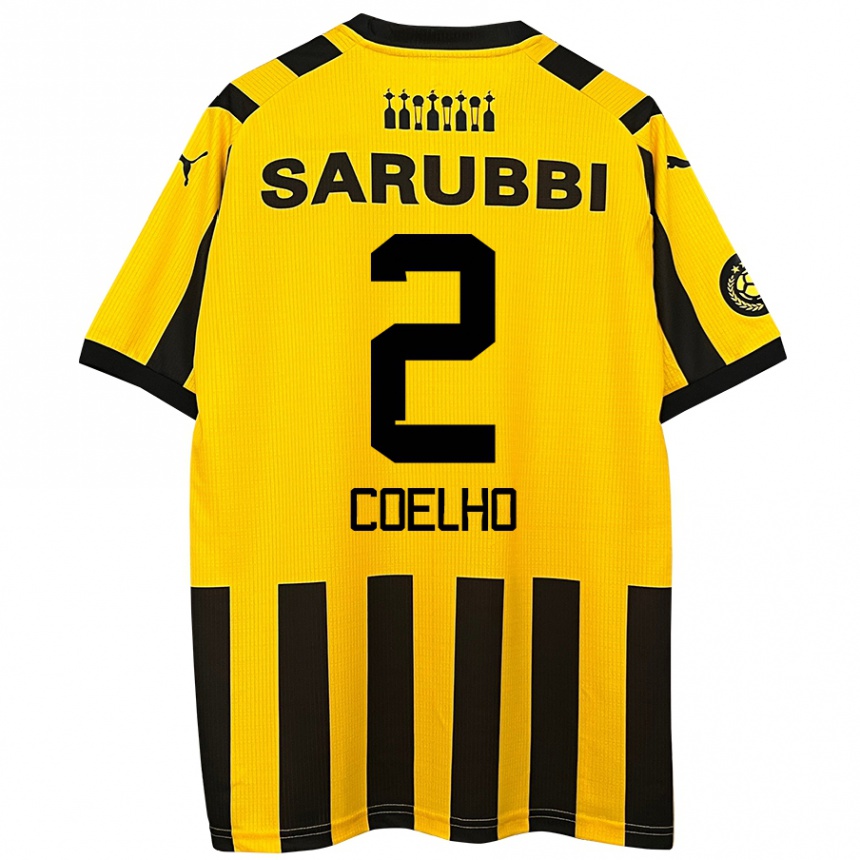 Enfant Football Maillot Léo Coelho #2 Jaune Noir Tenues Domicile 2024/25