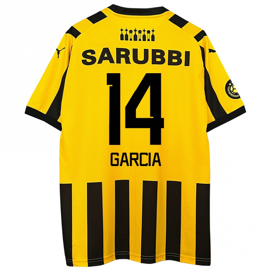 Enfant Football Maillot Damián García #14 Jaune Noir Tenues Domicile 2024/25