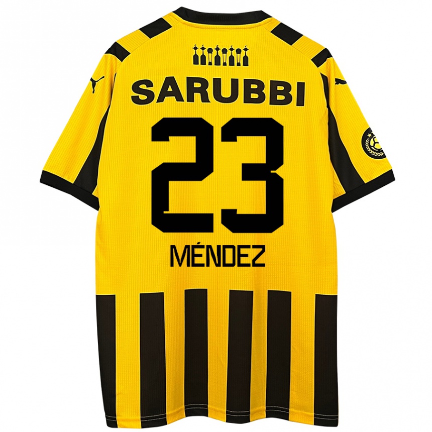 Enfant Football Maillot Javier Méndez #23 Jaune Noir Tenues Domicile 2024/25