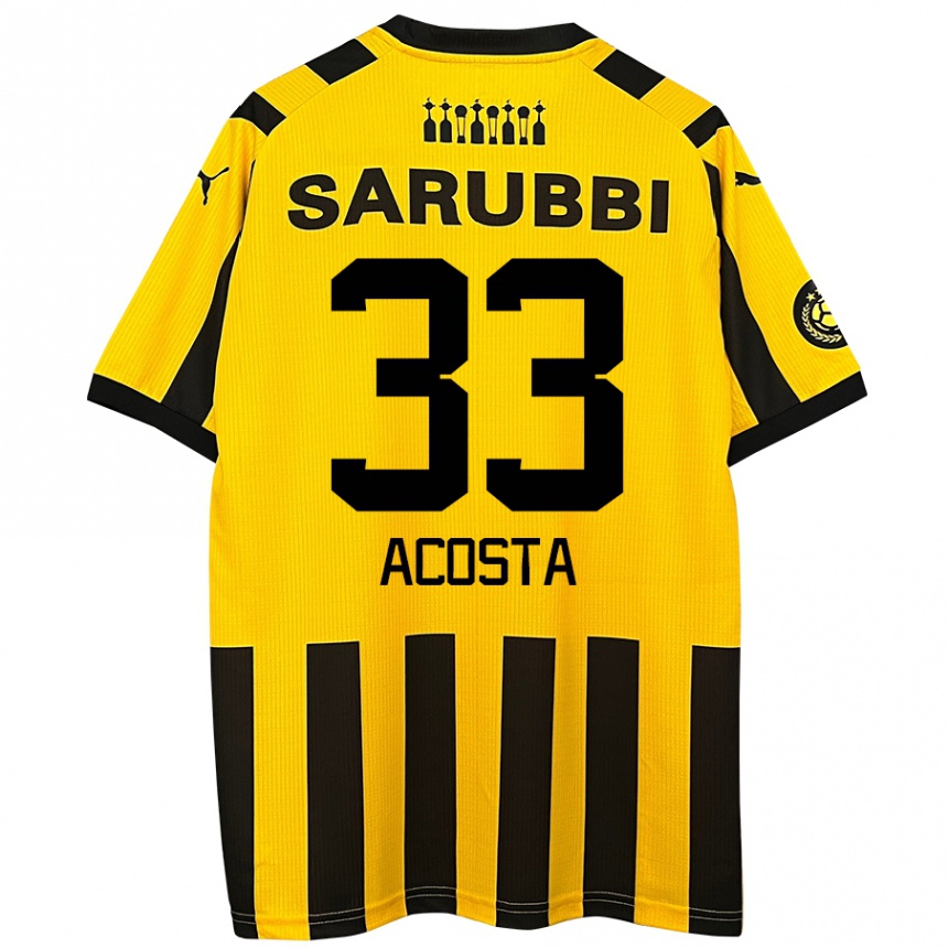 Enfant Football Maillot Nahuel Acosta #33 Jaune Noir Tenues Domicile 2024/25