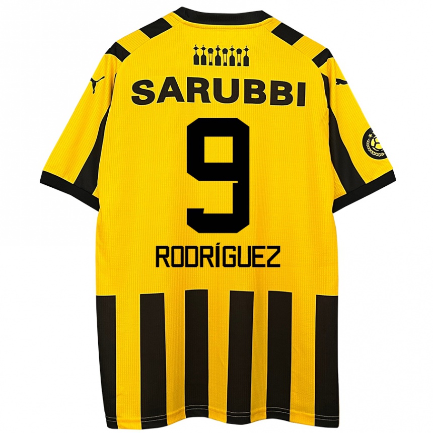 Enfant Football Maillot Agustín Rodríguez #9 Jaune Noir Tenues Domicile 2024/25