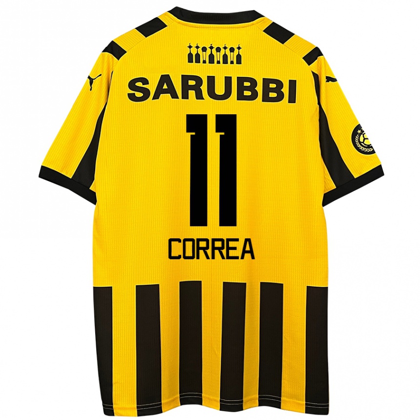 Enfant Football Maillot Franco Correa #11 Jaune Noir Tenues Domicile 2024/25