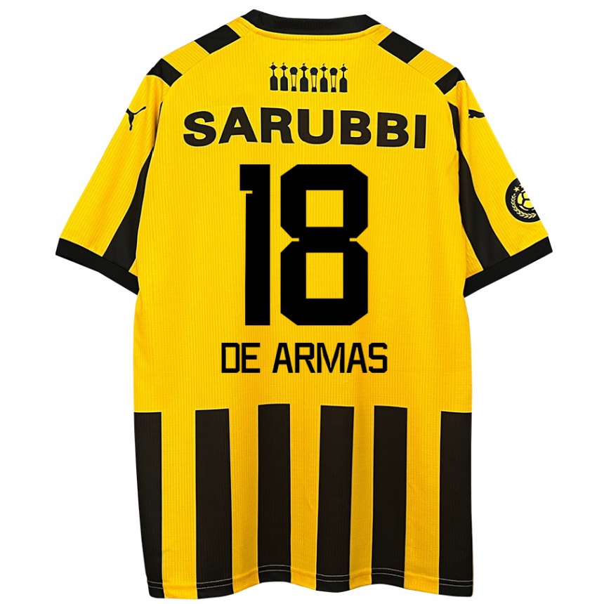 Enfant Football Maillot Nahuel De Armas #18 Jaune Noir Tenues Domicile 2024/25